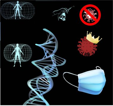 İnsan ve uzay aura sihirli tedavi soyutlama arka plan fütüristik çizim 3D DNA oluşturma