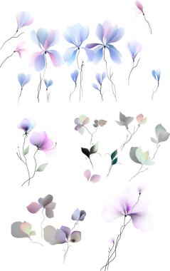 Suluboya çiçekleri şablon çerçeve vignette davet illüstrasyonu