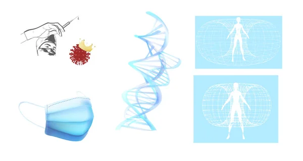 Ilaç Alanı Insan Çizimi Boyutlu Aura Dna Sihri — Stok Vektör