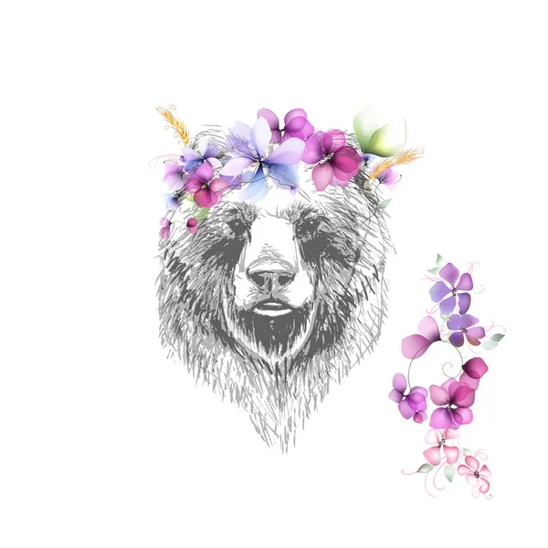 Cara Ilustración Oso Avatar — Vector de stock