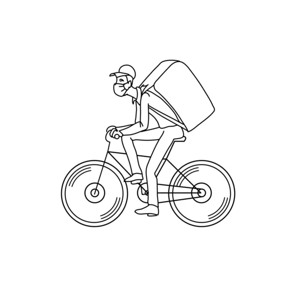 Delivery Man Riding Bicycle Vector Illustration Design — Stock Vector