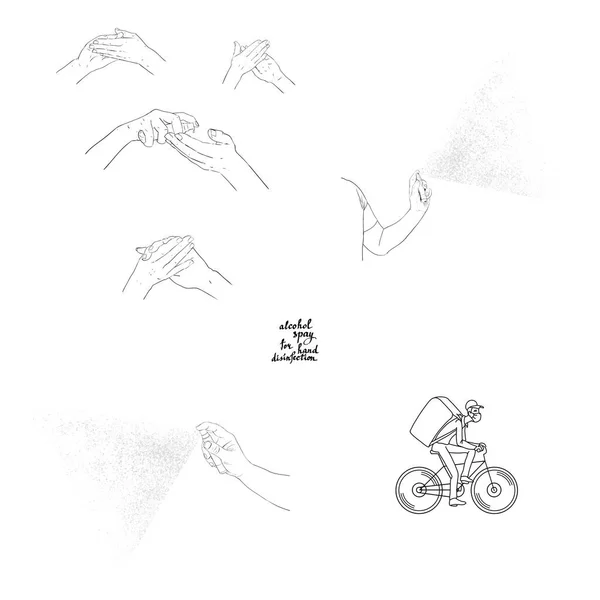 Hand Drawn Sketch Hands — Vetor de Stock
