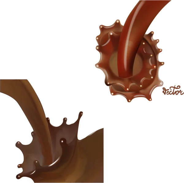 Milch Spritzt Isoliert Illustration Vektor Schokolade — Stockvektor