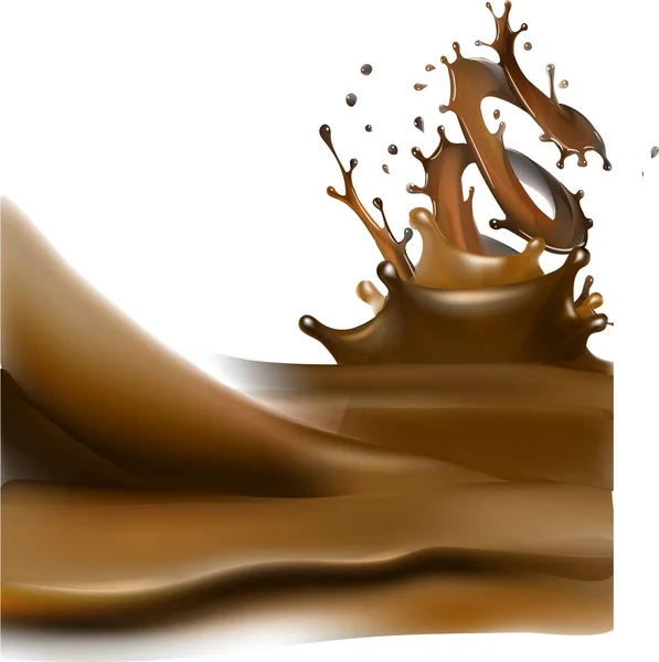 Éclaboussures Lait Illustration Isolée Vecteur Chocolat — Image vectorielle