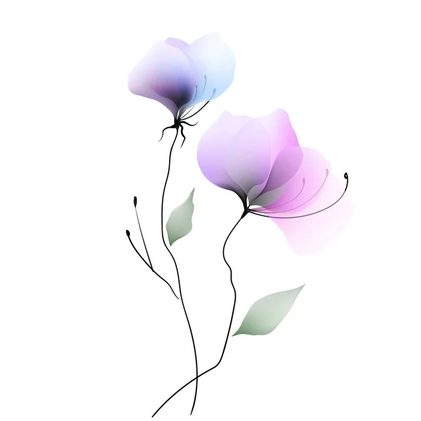 Akvarell Virágok Sablon Keret Matrica Meghívó Illusztráció — Stock Vector