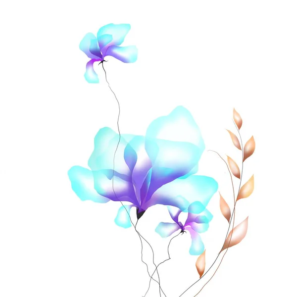Акварельные Цветы Шаблон Рамка Виньетка Приглашение Иллюстрация — стоковое фото