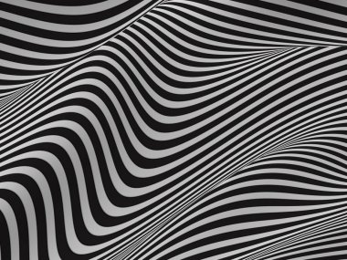 Çizgiler soyut arkaplan siyah beyaz dalgalar 3d görüntüleme