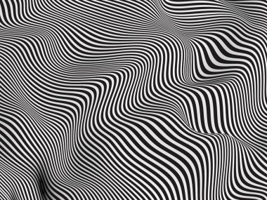 Çizgiler soyut arkaplan siyah beyaz dalgalar 3d görüntüleme