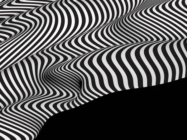 Stripes Abstract Background Black White Waves Rendering — Stock Photo, Image