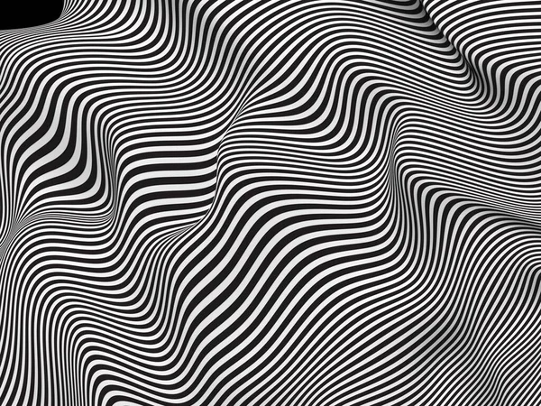 Stripes Abstract Background Black White Waves Rendering — Stock Photo, Image