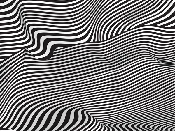 Stripes Abstract Background Black White Waves Rendering — Stock Photo, Image