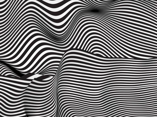 Stripes Abstract Background Black White Waves Rendering — Stock Photo, Image