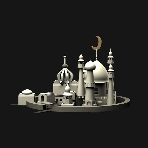 Fantasztikus Arab Török Város Épület Mecset Játék Renderelés — Stock Fotó