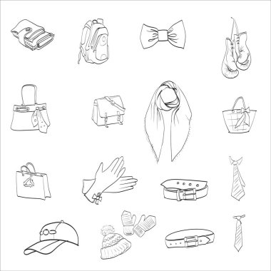 Giysi seti, vektör illüstrasyonu