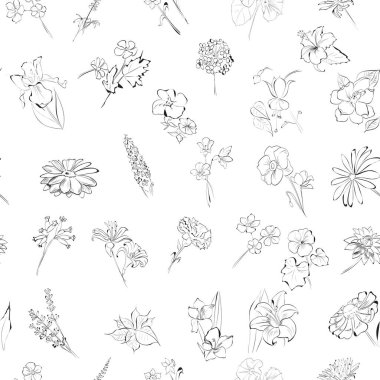 Suluboya çiçekleri şablon çerçeve vignette davet illüstrasyonu