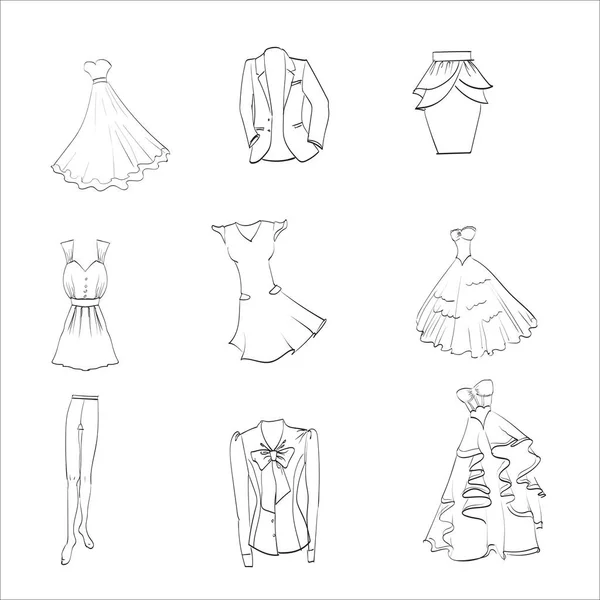 Set Women Clothes Vector Illustration — Stock Vector