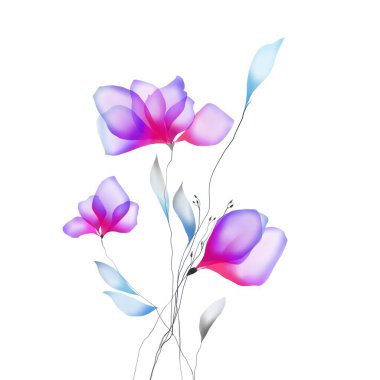 Suluboya çiçekleri şablon çerçeve vignette davet illüstrasyonu