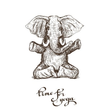 Farklı yoga egzersizleri yapan fil, güç ve sağlık vektörünün sembolüdür..