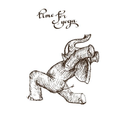 Farklı yoga egzersizleri yapan fil, güç ve sağlık vektörünün sembolüdür..