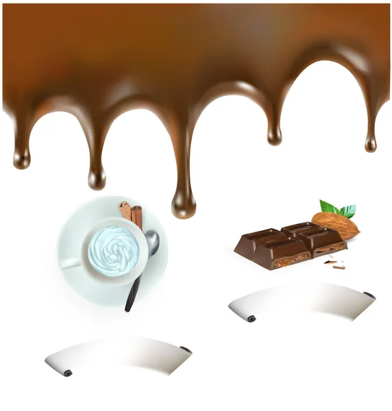 Chocolate Renderização Leite Salpicos Isolado Ilustração Vetor — Vetor de Stock