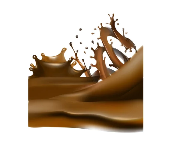 Шоколад Визуализации Брызг Молока Изолированный Вектор Иллюстрации — стоковый вектор
