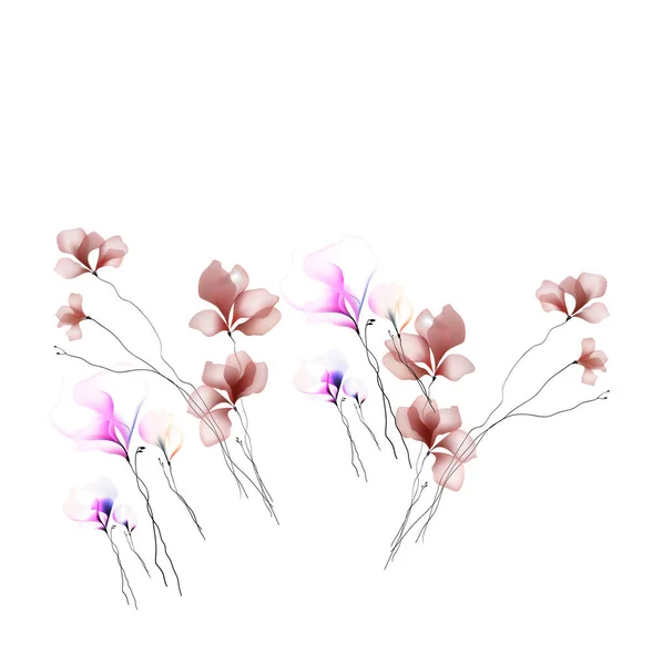 Υδατογραφία Λουλούδια Πρότυπο Πλαίσιο Βινιέτα Πρόσκληση Εικονογράφηση — Διανυσματικό Αρχείο