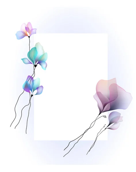 Aquarelle Fleurs Modèle Cadre Vignette Invitation Illustration — Image vectorielle