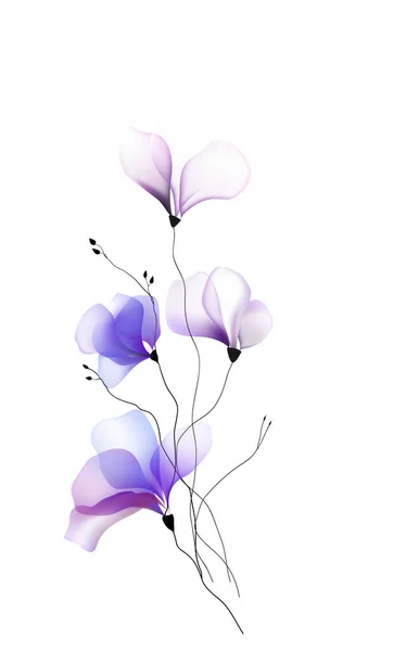 Υδατογραφία Λουλούδια Πρότυπο Πλαίσιο Βινιέτα Πρόσκληση Εικονογράφηση — Διανυσματικό Αρχείο