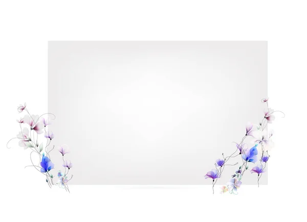 水彩花模板框小提示符 — 图库矢量图片