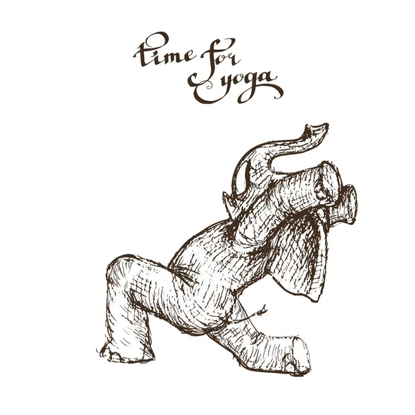 Farklı yoga egzersizleri yapan fil, güç ve sağlık vektörünün sembolüdür..