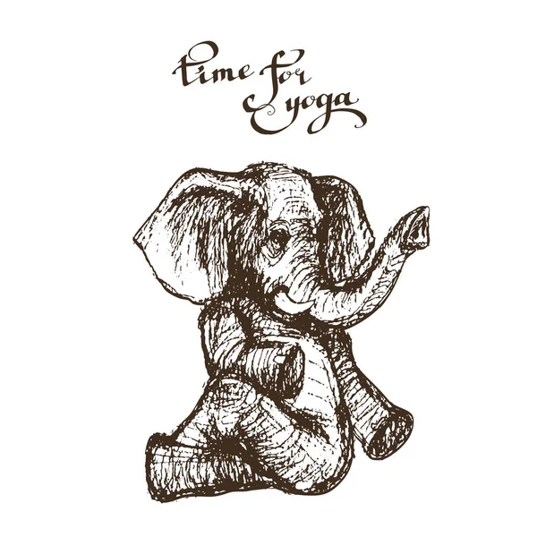 Farklı yoga egzersizleri yapan fil, güç ve sağlık vektörünün sembolüdür..