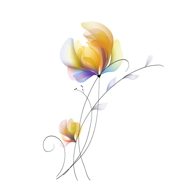 Aquarelle Fleurs Modèle Cadre Vignette Invitation Illustration — Image vectorielle