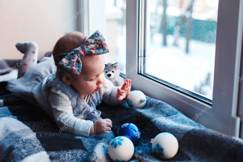 Child with Christmas toys