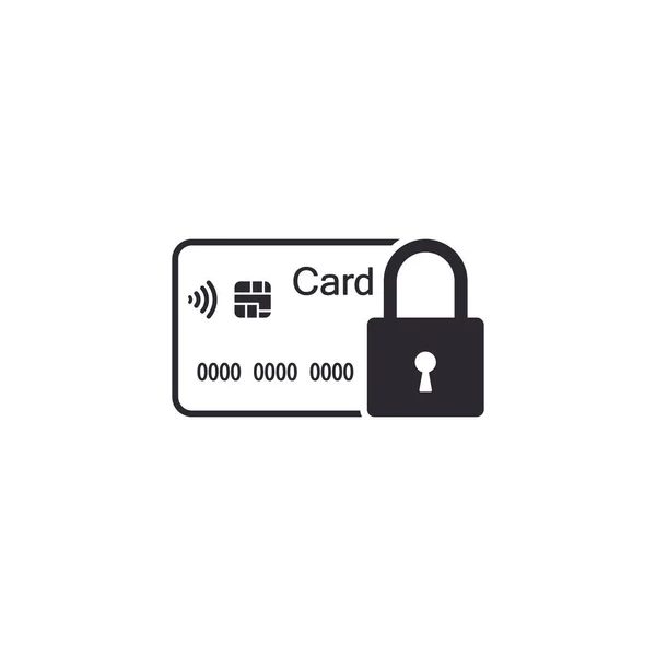 Kreditkort Med Låsikon Låst Bankkort Illustration Affärsidé För Vektorer — Stock vektor