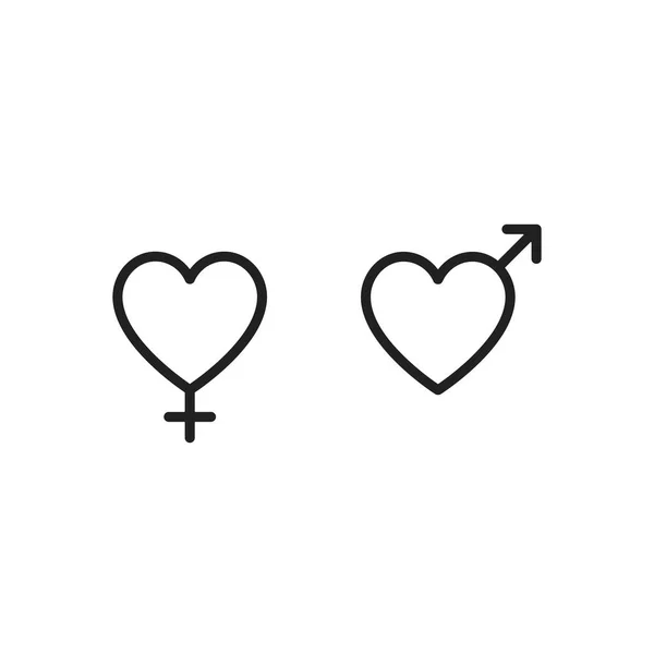 男性と女性のアイコンフラットデザインの愛のサイン 白に隔離されたフラットシンボル — ストックベクタ