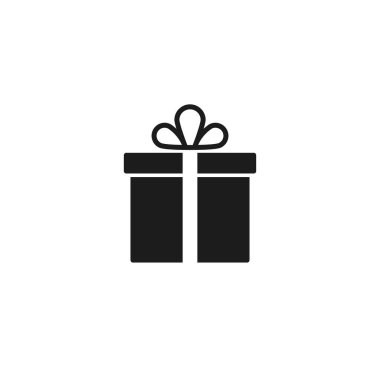 Hediye kutusu simgesi. Beyaz üzerinde vektör izole hediye düz illüstrasyon.