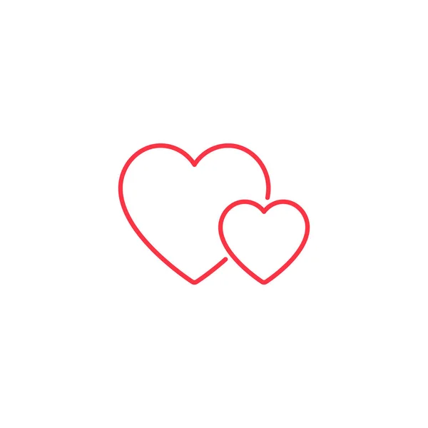 Icône Ligne Two Hearts Sur Fond Blanc Illustration Plat Vectoriel — Image vectorielle