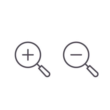 Büyüteç artı eksi yakınlaştırma Vektör simgesi, büyüteç simgelerini azalt.
