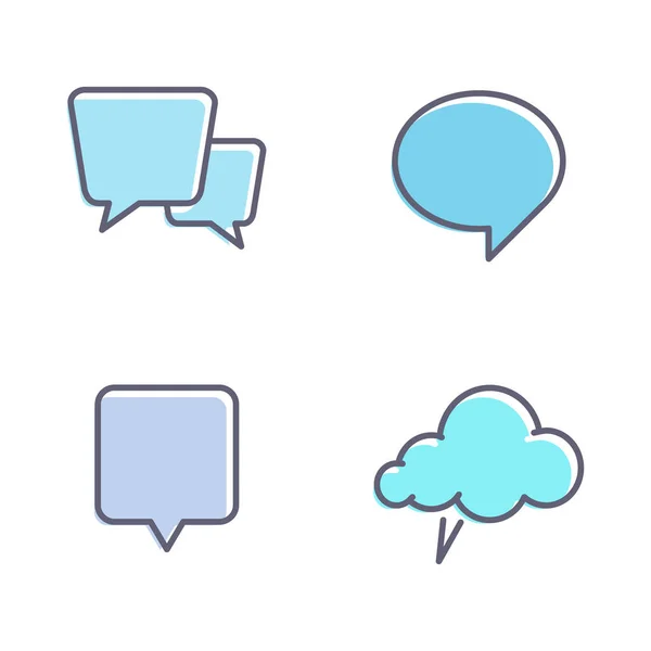 Speech Bubble Icon Set Vector Isolated Colorful Flat Illustration — Stock Vector