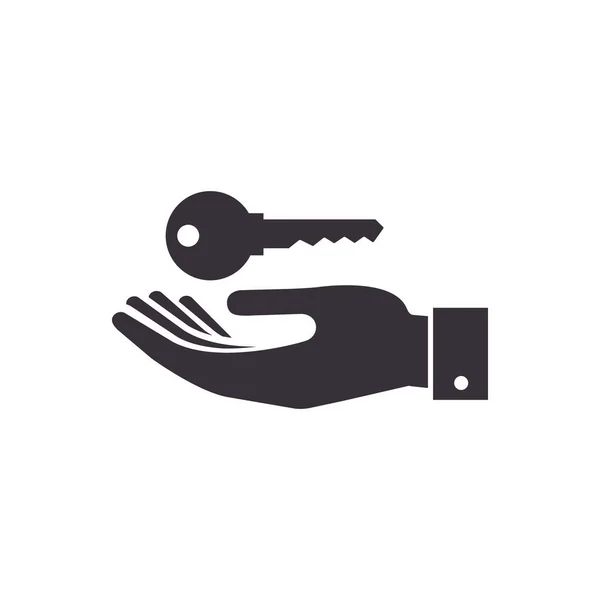 Hand Mit Schlüsselsymbol Vektor Isolierte Einfache Illustration — Stockvektor