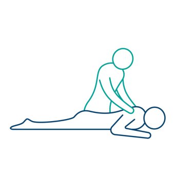 Masaj çizgisi simgesi, vücut masajı konsepti vektörü izole edilmiş doğrusal işaret.