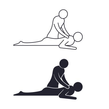 Masaj simgesi seti, vücut masajı konsepti vektörü izole edilmiş sembol.