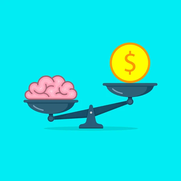 Brain Money Coin Scales Icon Concept Vector — Stock Vector