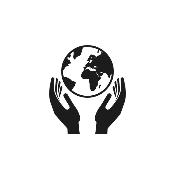 Mâinile Ţin Icoana Pământului Salvați Conceptul Planetă Design Plat Vector — Vector de stoc