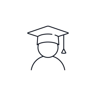 Yüksek lisans öğrencisi çizgisi ikonu. Mezuniyet konsepti Vektör düz illüstrasyon.