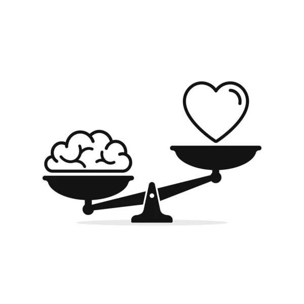 Herz Und Gehirn Auf Skalen Vektor Illustration Balance Von Liebe — Stockvektor