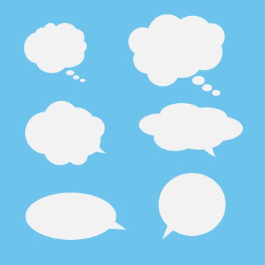 Vektör konuşma balonları çıkartmalar ayarlayın. Boş boş konuşma balonları