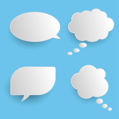 Vektör konuşma balonları çıkartmalar ayarlayın. Boş boş konuşma balonları