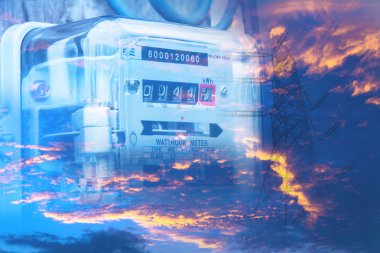 Elektrik sayacı güç kullanımını ölçüyor. Watt saat elektrik metre ölçüm aracı.