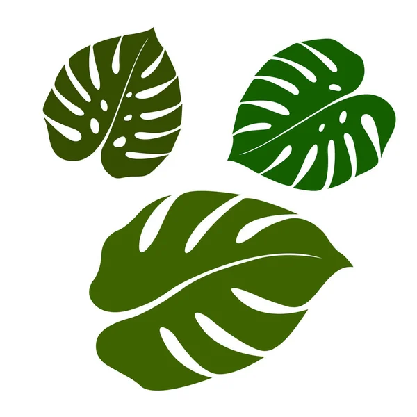 Grünes Blatt Flachen Stil Grüne Frische Pflanzen Isoliert Auf Weißem — Stockvektor